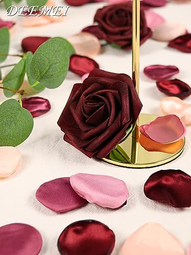 400pcs Silk Rose Petals Mix Burgundy Wedding Decor