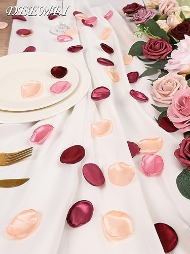 400pcs Silk Rose Petals Mix Burgundy Wedding Decor