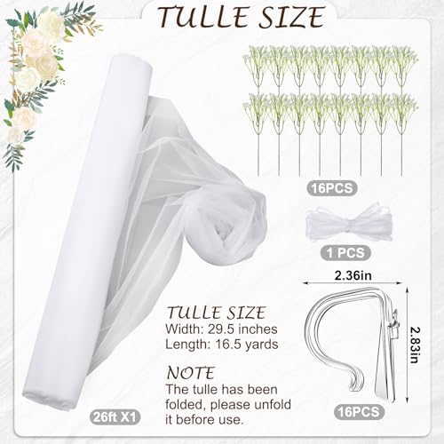 Riceshoot 34 Pcs Wedding Decor Set for Church Pew