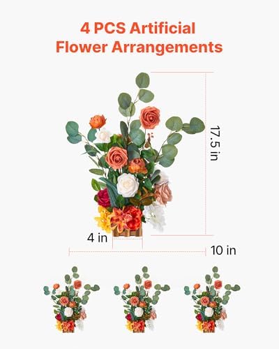 VEVOR 4PCS Standing Artificial Flowers Arrangements 175 Inch Tall Decorations