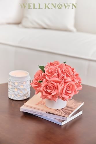 Realistic Artificial Flowers with Ceramic Vase