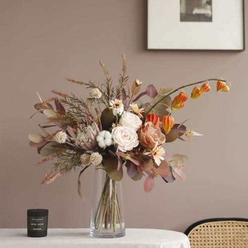 Artificial Flowers Autumn Rose Hydrangea Bouquet Handheld Decor