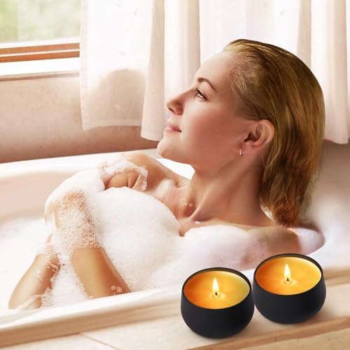 GENHAKON 24 Pack 8 Oz Black Candle Tins