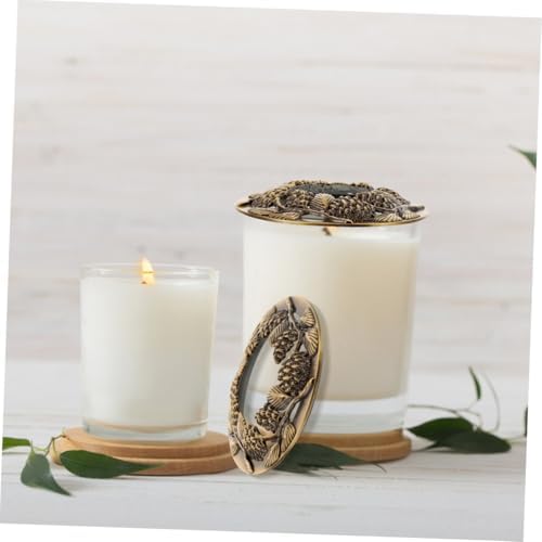 DOITOOL 2pcs Hollow Candle Jar Lid Metal Covers