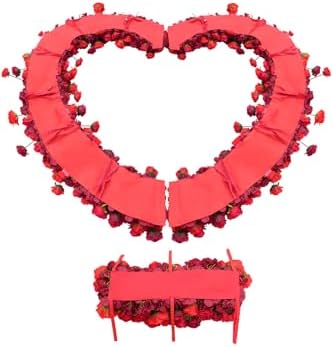 Dark Red Artificial Flower Heart Shape Wedding Arch Backdrop