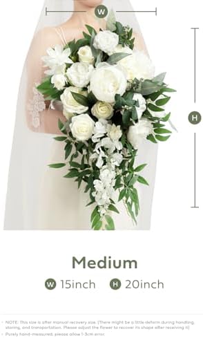 Lings Moment Ivory Bridal Bouquet 15 Inch Artificial Flowers