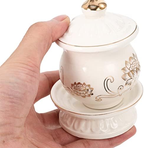 White Ceramic Water Offering Bowl Set 2pcs for Altar and Meditation