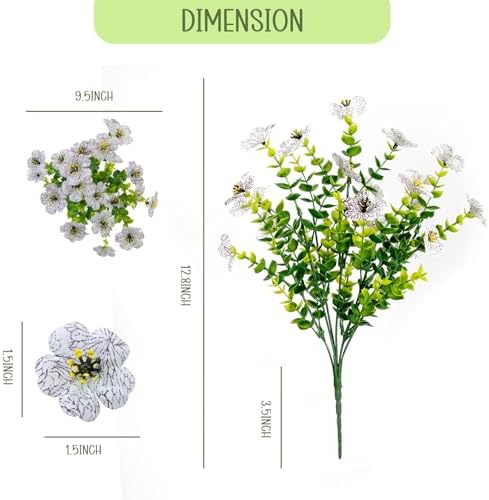 VDVST 10 Bundle Artificial White Flowers Set