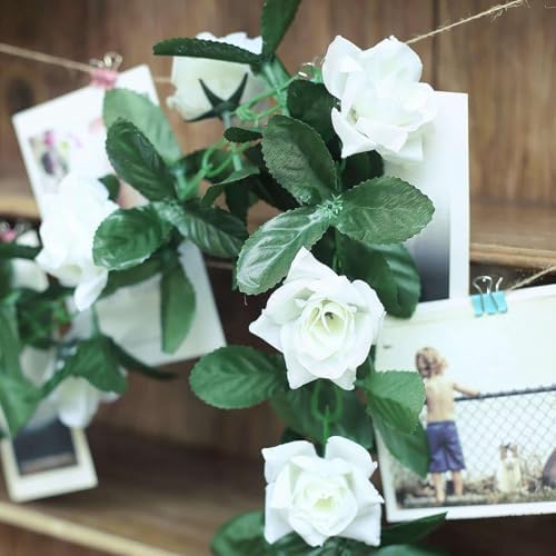 Efavormart 6 Foot 3D Silk Rose Garland - Cream