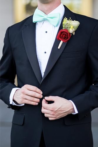 HIALTODAY 8Pcs Men Red Rose Boutonnieres Wedding Supplies
