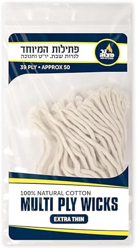 Ner Mitzvah Natural Smokeless Cotton Wicks 50 Count Replacement