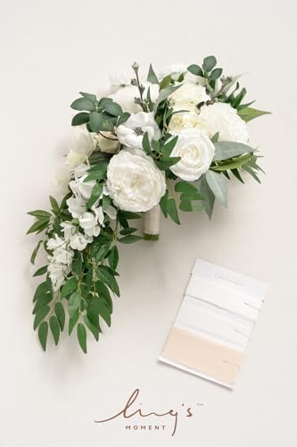 Lings Moment Ivory Bridal Bouquet 15 Inch Artificial Flowers