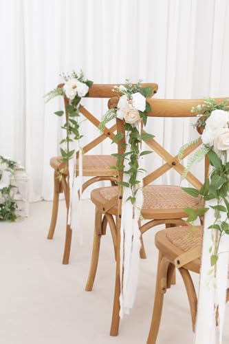 DORIS HOME White Pew Flowers Set of 10 for Wedding Ceremony