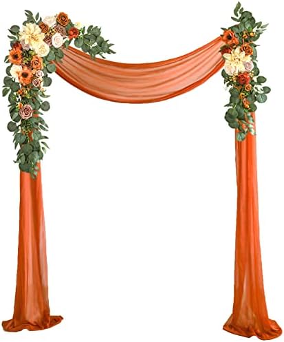 Lookein Artificial Flowers Wedding Arch Kit 3 Piece - Terracotta Chiffon
