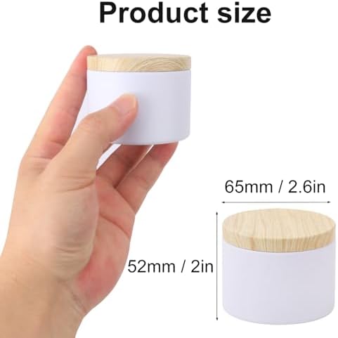 48-Pack 4 OZ White Metal Candle Tins with Wood Grain Lids