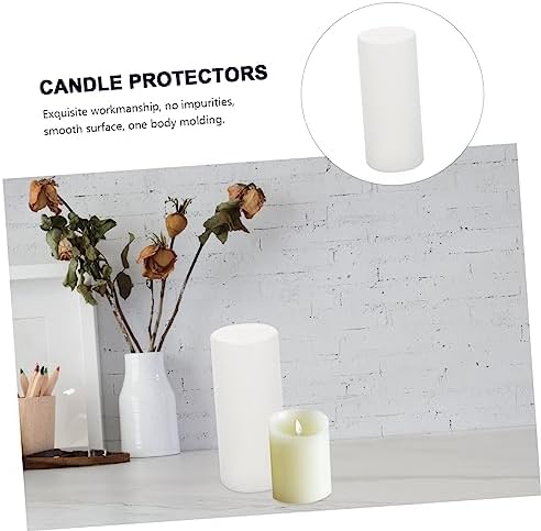 6pcs White Cylindrical Candle Protection Covers for Electric Candles