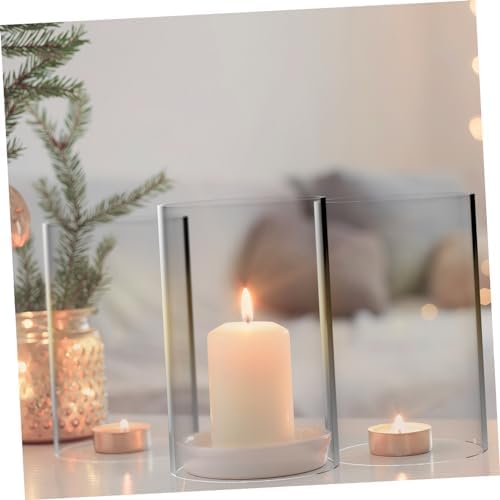 Large Windproof Glass Candle Shades 3 Pcs Holder