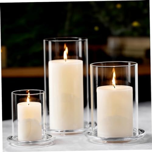 3pcs Glass Candle Holder Sleeves Windproof Cover Home Decor