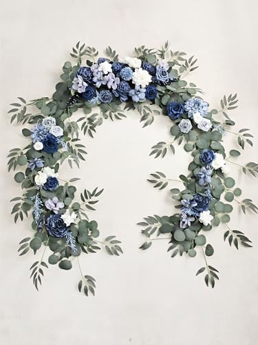 MISSPIN 9FT Eucalyptus Willow Garland with Artificial Flowers