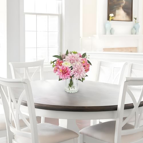 Briful Artificial Flower Arrangement with Glass Vase