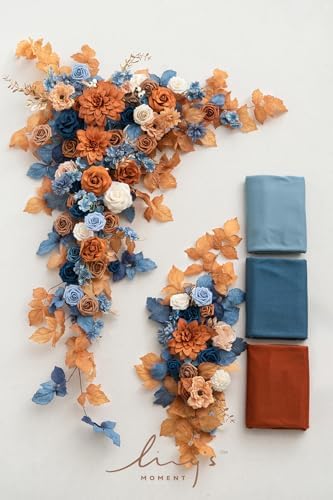 Lings Moment Fall Wedding Arch Flowers with Sheer Drapes Kit
