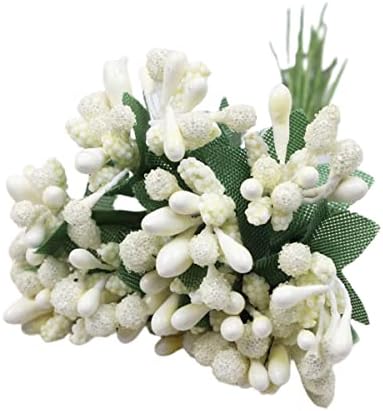 QueenBox 12 Pcs Artificial Pearl Berry Flowers for Decor