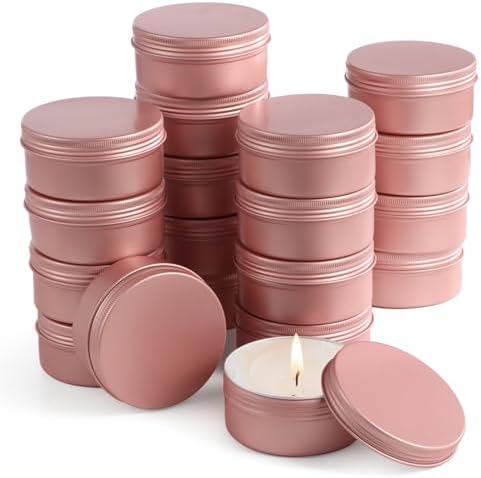 OMISTAR 18 Pcs Screw Top Metal Tins for Candles and Storage