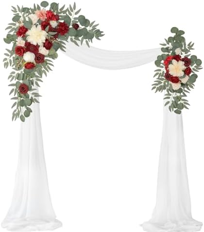 Burgundy Wedding Arch Flowers Kit with Drape