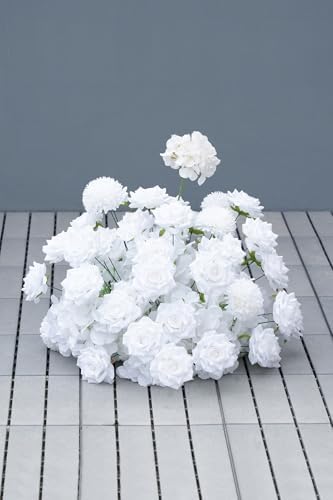 19 Inch White Artificial Flowers Ball for Wedding Aisle Floor Centerpieces