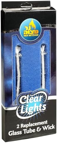 Ner Mitzvah Replacement Wicks for Glass Paraffin Candles Pack of 2