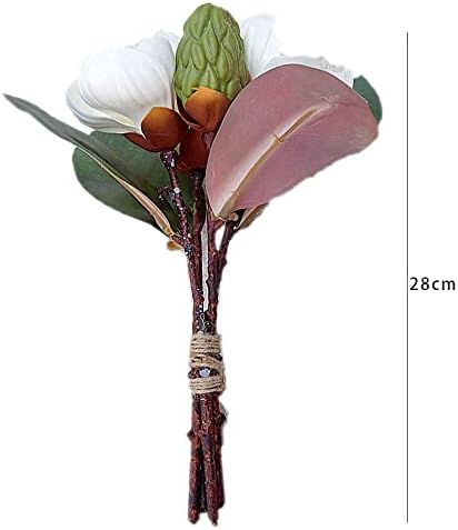 Leadigol 3Pcs White Silk Magnolia Flowers Bouquet Decoration