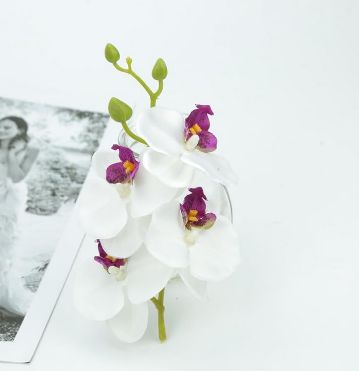 Rikyo 10 Set Artificial Orchid Faux Flowers with Stems