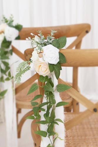 DORIS HOME White Pew Flowers Set of 10 for Wedding Ceremony