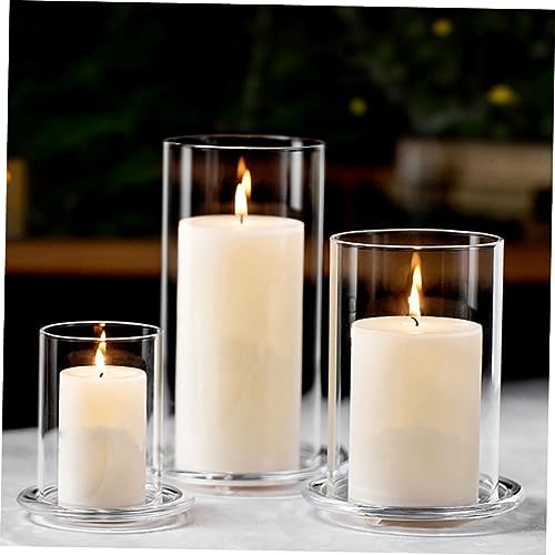 Glass Candle Holder Sleeve Open Ended Chimney Shade for Pillar Candles