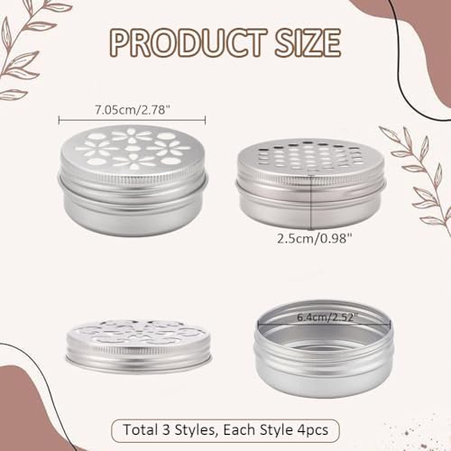 PH PandaHall 12pcs Aluminium Tins with Hollow Lids