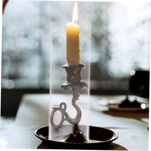 Vintage Glass Candle Holder Tealight Windproof Lampshade