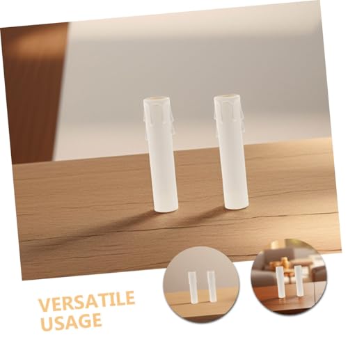 Ciieeo 30pcs White Plastic Candle Sleeve Covers for Candelabra Drip Protection