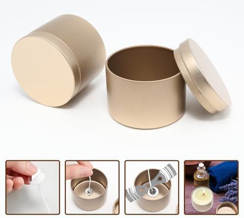 4pcs Gold Candle Tins with Lids - Leak Proof for DIY and Business