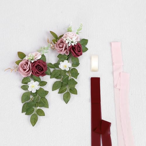 10 Wedding Aisle Decorations for Ceremony - Burgundy Chair Flowers