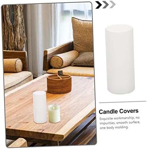 6pcs White Cylindrical Candle Protection Covers for Electric Candles