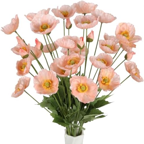 ICBOX Poppy Flowers Artificial 8PCS Champagne