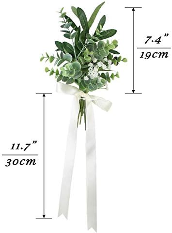 Rinlong 6Pcs Wedding Aisle Decor Artificial Eucalyptus Bows