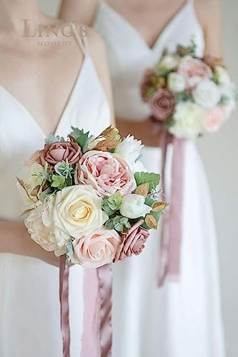 Lings Moment Artificial Flowers 50Pcs Cream Roses Decor with Stems