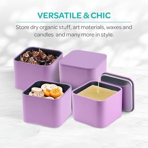 Hearts Crafts Lavender Candle Tins - 8 oz Square 24 Pack