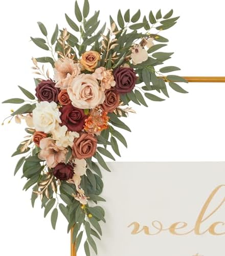 Tings Time Burnt Orange Wedding Arch Flowers Set of 2