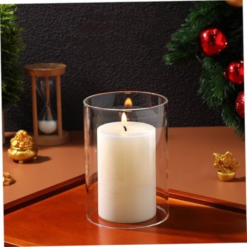 2pcs Glass Tealight Candle Shades Hurricane Style Decorative Holder Supplies