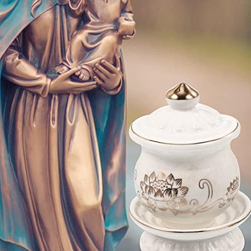 White Ceramic Water Offering Bowl Set 2pcs for Altar and Meditation