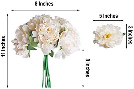 BalsaCircle 11 Inch Cream Silk Peony Bouquet