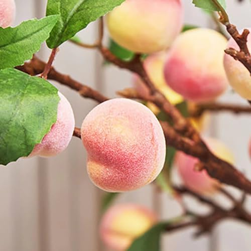 3Pcs Artificial Peach Branches Decor for Home Kitchen Party