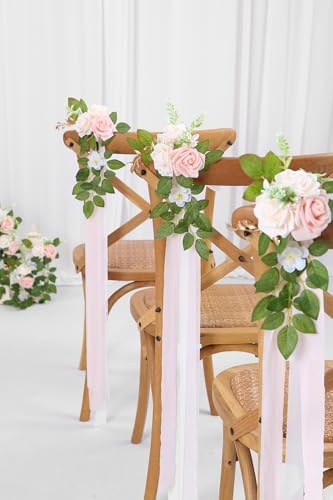 10 Pink Wedding Chair Decor Flowers for Aisle Ceremony